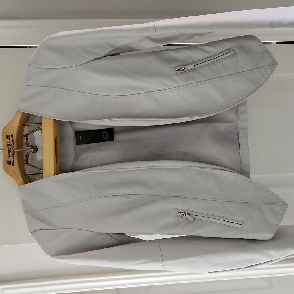Dynamite Collarless PU Leather Jacket w Zip Pockets
